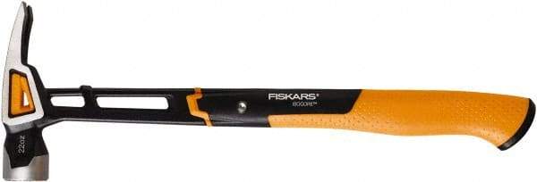 Fiskars - 22 oz Head, Straight Framing Hammer - 16" OAL, Forged Steel Head, 1-5/16" Face Diam, Milled Face - Exact Industrial Supply