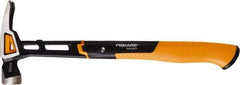 Fiskars - 20 oz Head, Straight Nail Hammer - 15-1/2" OAL, Forged Steel Head, 1-1/4" Face Diam, Smooth Face - Exact Industrial Supply