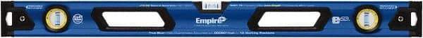 Empire Level - 32" Long 3 Vial Box Beam Level - Metal, Blue, 1 Level & 2 Plumb Vials - Exact Industrial Supply