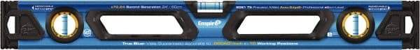 Empire Level - Magnetic 24" Long 3 Vial Box Beam Level - Metal, Blue, 1 Level & 2 Plumb Vials - Exact Industrial Supply