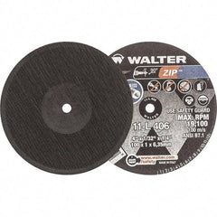 WALTER Surface Technologies - 4" 24 Grit Aluminum Oxide Cutoff Wheel - 1/32" Thick, 1/4" Arbor, 19,100 Max RPM, Use with Die Grinders - Exact Industrial Supply