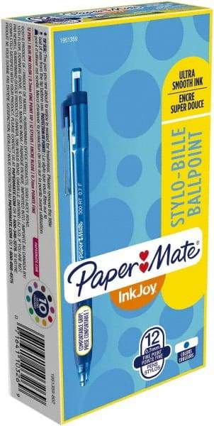 Paper Mate - 1mm Ball Point Retractable Ball Point Pen - Blue - Exact Industrial Supply