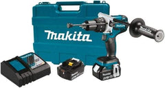 Makita - 18 Volt 1/2" Chuck Pistol Grip Handle Cordless Drill - 0-2100 RPM, Reversible, 2 Lithium-Ion Batteries Included - Exact Industrial Supply