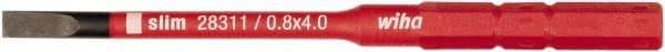 Wiha - 4mm Drive, Slotted Screwdriver Bit - 75mm OAL - Exact Industrial Supply