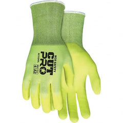 Cut, Puncture & Abrasive-Resistant Gloves: Size L, ANSI Cut A2, ANSI Puncture 3, Foam Nitrile, HPPE High-Visibility Lime, Palm & Fingers Coated, HPPE Back, Nitrile Dipped Grip, ANSI Abrasion 6