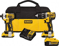 DeWALT - 20 Volt Cordless Tool Combination Kit - Includes Brushless Compact Drill/Driver & Impact Driver, Lithium-Ion Battery Included - Exact Industrial Supply