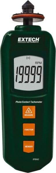 Extech - Tachometers Type: Photo/Contact Tachometer Minimum Measurement (RPM): 5 (Photo); 0.5 (Contact) - Exact Industrial Supply