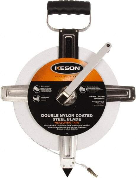 Keson - 300' x 3/8" Tape Measure - 1/10 & 1/100" Graduation - Exact Industrial Supply