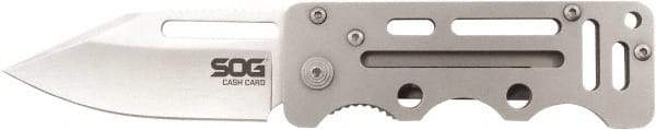SOG Specialty Knives - 2-3/4" Blade, 3" OAL, Straight Money Clip Folding Knife - 3.4" Closed Length, Stainless Steel, 1 Blade, 1 Edge, Belt clip - Exact Industrial Supply
