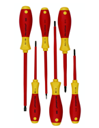 Insulated Screwdrivers Slotted 4.5; 6.5mm Phillips #1; 2. Square #1; 2. 6 Piece Set - Exact Industrial Supply