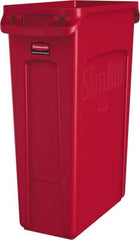 Rubbermaid - 23 Gal Red Rectangle Trash Can - Polyethylene, None Graphic, 30" High x 22" Long x 11" Wide, Lid Not Included - Exact Industrial Supply