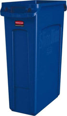 Rubbermaid - 23 Gal Blue Rectangle Trash Can - Polyethylene, None Graphic, 30" High x 22" Long x 11" Wide, Lid Not Included - Exact Industrial Supply