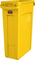 Rubbermaid - 23 Gal Yellow Rectangle Trash Can - Polyethylene, None Graphic, 30" High x 22" Long x 11" Wide, Lid Not Included - Exact Industrial Supply