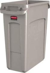 Rubbermaid - 16 Gal Beige Rectangle Trash Can - Polyethylene, None Graphic, 25" High x 22" Long x 11" Wide, Lid Not Included - Exact Industrial Supply