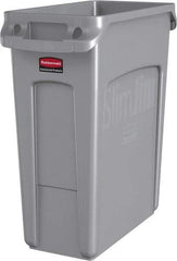 Rubbermaid - 16 Gal Gray Rectangle Trash Can - Polyethylene, None Graphic, 25" High x 22" Long x 11" Wide, Lid Not Included - Exact Industrial Supply