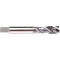 Emuge - 7/8-14 UNF 4 Flute 2B/3B Modified Bottoming Spiral Flute Tap - High Speed Steel, TiCN Finish, 5.512" OAL, Right Hand Flute, Right Hand Thread, Series CU539300 - Exact Industrial Supply