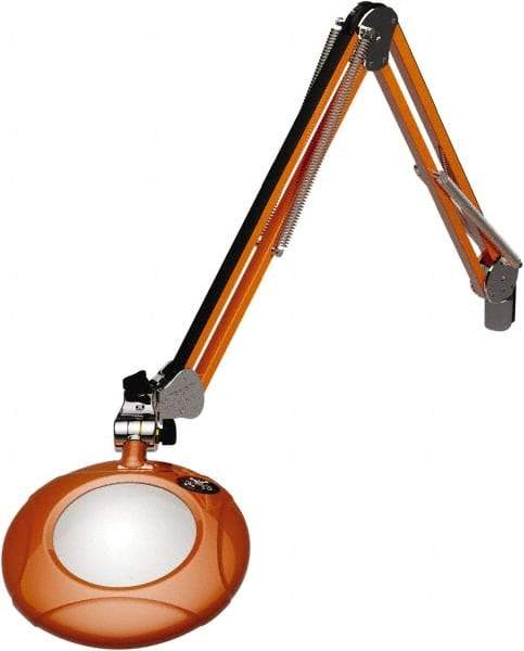 O.C. White - 43 Inch, Spring Suspension, Clamp on, LED, Brilliant Orange, Magnifying Task Light - 8 Watt, 7.5 and 15 Volt, 2x Magnification, 5 Inch Long - Exact Industrial Supply