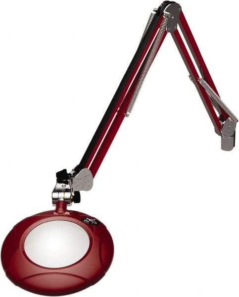 O.C. White - 43 Inch, Spring Suspension, Clamp on, LED, Blaze Red, Magnifying Task Light - 8 Watt, 7.5 and 15 Volt, 2x Magnification, 5 Inch Long - Exact Industrial Supply