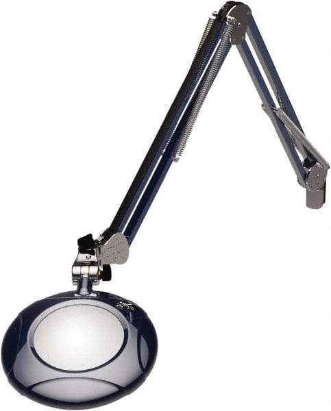O.C. White - 43 Inch, Spring Suspension, Clamp on, LED, Spectre Blue, Magnifying Task Light - 8 Watt, 7.5 and 15 Volt, 2x Magnification, 5 Inch Long - Exact Industrial Supply
