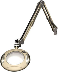 O.C. White - 43 Inch, Spring Suspension, Clamp on, LED, White, Magnifying Task Light - 8 Watt, 7.5 and 15 Volt, 2x Magnification, 6 Inch Long - Exact Industrial Supply