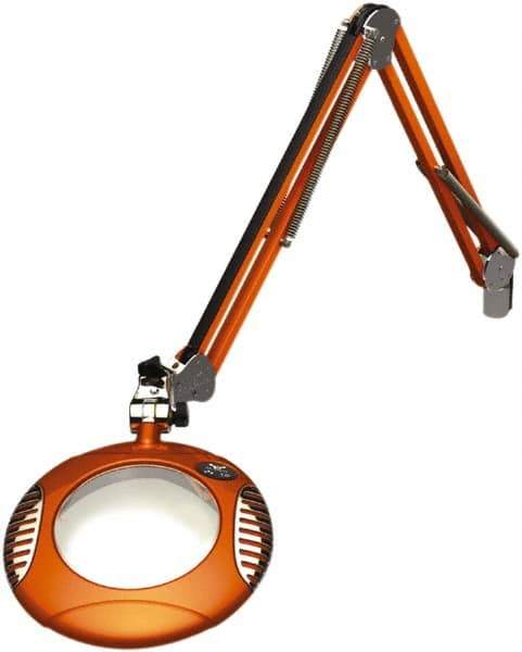 O.C. White - 43 Inch, Spring Suspension, Clamp on, LED, Brilliant Orange, Magnifying Task Light - 8 Watt, 7.5 and 15 Volt, 2x Magnification, 6 Inch Long - Exact Industrial Supply