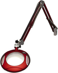 O.C. White - 43 Inch, Spring Suspension, Clamp on, LED, Blaze Red, Magnifying Task Light - 8 Watt, 7.5 and 15 Volt, 2x Magnification, 6 Inch Long - Exact Industrial Supply