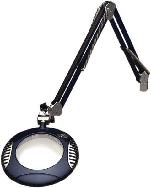 O.C. White - 43 Inch, Spring Suspension, Clamp on, LED, Spectre Blue, Magnifying Task Light - 8 Watt, 7.5 and 15 Volt, 2x Magnification, 6 Inch Long - Exact Industrial Supply