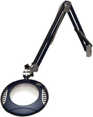 O.C. White - 43 Inch, Spring Suspension, Clamp on, LED, Spectre Blue, Magnifying Task Light - 8 Watt, 7.5 and 15 Volt, 2x Magnification, 6 Inch Long - Exact Industrial Supply