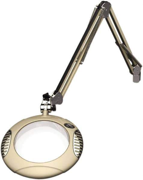 O.C. White - 43 Inch, Spring Suspension, Clamp on, LED, Shadow White, Magnifying Task Light - 8 Watt, 7.5 and 15 Volt, 2x Magnification, 5-1/4 Inch Wide, 7-1/2 Inch Long - Exact Industrial Supply