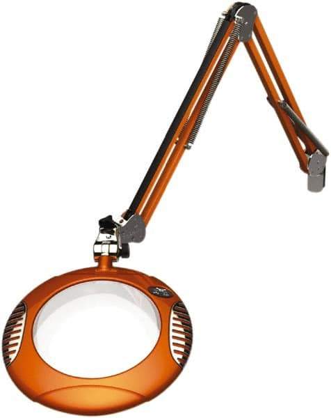 O.C. White - 43 Inch, Spring Suspension, Clamp on, LED, Brilliant Orange, Magnifying Task Light - 8 Watt, 7.5 and 15 Volt, 2x Magnification, 5-1/4 Inch Wide, 7-1/2 Inch Long - Exact Industrial Supply