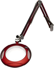 O.C. White - 43 Inch, Spring Suspension, Clamp on, LED, Blaze Red, Magnifying Task Light - 8 Watt, 7.5 and 15 Volt, 2x Magnification, 5-1/4 Inch Wide, 7-1/2 Inch Long - Exact Industrial Supply