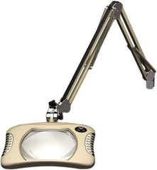 O.C. White - 43 Inch, Spring Suspension, Clamp on, LED, White, Magnifying Task Light - 8 Watt, 7.5 and 15 Volt, 2x Magnification, 5-1/4 Inch Wide, 7 Inch Long - Exact Industrial Supply
