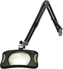 O.C. White - 43 Inch, Spring Suspension, Clamp on, LED, Racing Green, Magnifying Task Light - 8 Watt, 7.5 and 15 Volt, 2x Magnification, 5-1/4 Inch Wide, 7 Inch Long - Exact Industrial Supply
