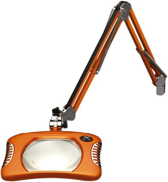 O.C. White - 43 Inch, Spring Suspension, Clamp on, LED, Brilliant Orange, Magnifying Task Light - 8 Watt, 7.5 and 15 Volt, 2x Magnification, 5-1/4 Inch Wide, 7 Inch Long - Exact Industrial Supply