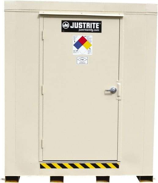 Justrite - 4 Drum, 71 Gal Sump Capacity, Locker - 6' Long x 5-1/2' Wide x 6.25' High, Galvanized Steel - Exact Industrial Supply