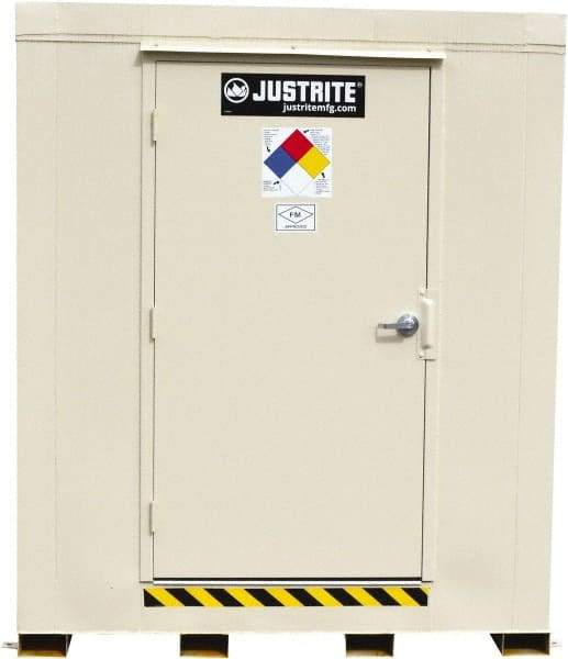 Justrite - 16 Drum, 288 Gal Sump Capacity, Locker - 10' Long x 9-1/2' Wide x 8.08' High, Galvanized Steel - Exact Industrial Supply