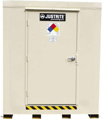 Justrite - 12 Drum, 221 Gal Sump Capacity, Locker - 7.33' Long x 10' Wide x 8.08' High, Galvanized Steel - Exact Industrial Supply