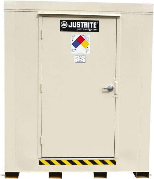Justrite - 6 Drum, 116 Gal Sump Capacity, Locker - 8' Long x 5-1/2' Wide x 8.08' High, Galvanized Steel - Exact Industrial Supply