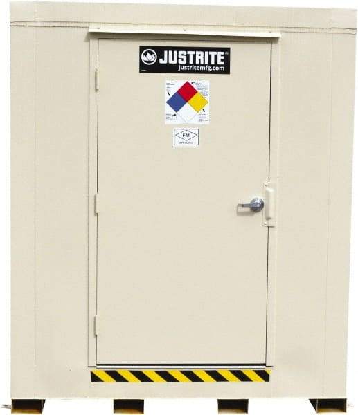 Justrite - 9 Drum, 155 Gal Sump Capacity, Locker - 7.91' Long x 7-1/2' Wide x 8.08' High, Galvanized Steel - Exact Industrial Supply