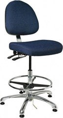 Bevco - 19 to 26-1/2" High Adjustable Height Swivel Stool - 27" Wide x 27" Deep, 100% Olefin Seat, Navy - Exact Industrial Supply