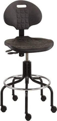 Bevco - 25 to 30" High Adjustable Height Swivel Stool - 27" Wide x 22" Deep, Polyurethane Seat, Black - Exact Industrial Supply
