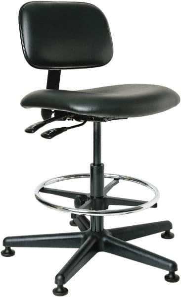 Bevco - 19-1/2 to 27" High Adjustable Height Swivel Stool - 27" Wide x 27" Deep, Vinyl Seat, Black - Exact Industrial Supply