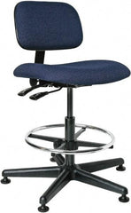 Bevco - 19-1/2 to 27" High Adjustable Height Swivel Stool - 27" Wide x 27" Deep, 100% Olefin Seat, Navy - Exact Industrial Supply