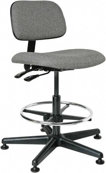 Bevco - 19-1/2 to 27" High Adjustable Height Swivel Stool - 27" Wide x 27" Deep, 100% Olefin Seat, Gray - Exact Industrial Supply