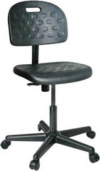 Bevco - 16 to 21" High Adjustable Height Swivel Stool - 25" Wide x 25" Deep, Polyurethane Seat, Black - Exact Industrial Supply