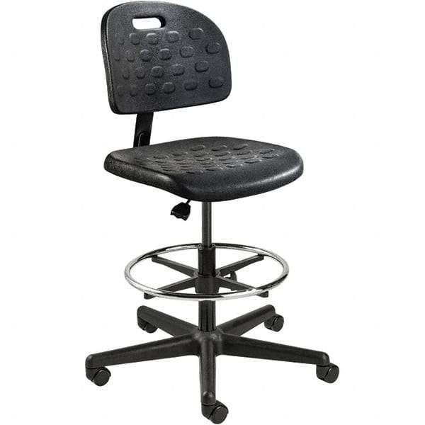 Bevco - 22-1/4 to 32" High Adjustable Height Swivel Stool - 27" Wide x 27" Deep, Polyurethane Seat, Black - Exact Industrial Supply