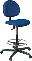 Bevco - 21 to 31" High Adjustable Height Swivel Stool - 27" Wide x 27" Deep, 100% Olefin Seat, Blue - Exact Industrial Supply