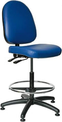 Bevco - 24 to 34" High Adjustable Height Swivel Stool - 27" Wide x 27" Deep, Vinyl Seat, Blue - Exact Industrial Supply