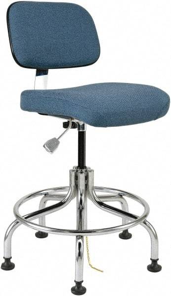 Bevco - 20 to 25" High Adjustable Height Swivel Stool - 27" Wide x 22" Deep, Conductive Cloth Seat, Slate Blue - Exact Industrial Supply