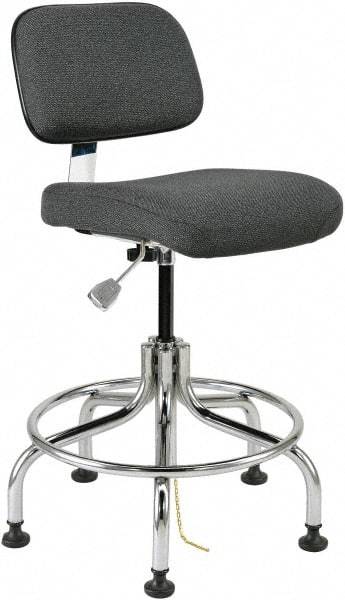Bevco - 20 to 25" High Adjustable Height Swivel Stool - 27" Wide x 22" Deep, Conductive Cloth Seat, Gray - Exact Industrial Supply